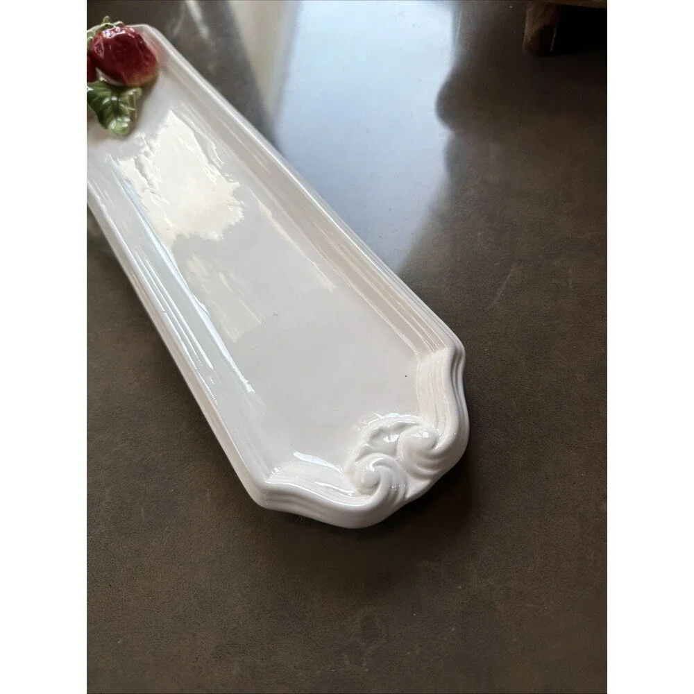 Vintage 3D Strawberry Ceramic 12” Serving Snack Dessert Tray by Kaldun & Bogle
